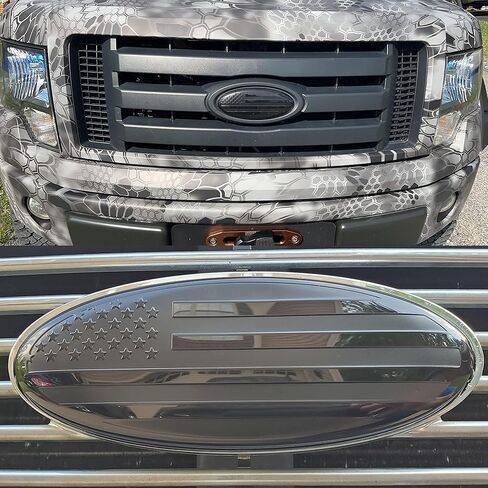 2 Pack Compatible for 2004-2014 F150 Front Grille Rear Tailgate Emblem, 9" Black Oval American Flag Emblem Fits 11-14 Edge, 11-16 Explorer, 06-11 Ranger, 07-14 Expedition in Saudi Arabia