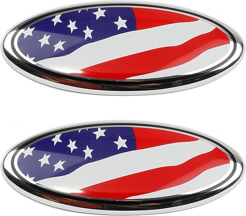2 Pack Compatible for 2004-2014 F150 Front Grille Rear Tailgate Emblem, 9" Black Oval American Flag Emblem Fits 11-14 Edge, 11-16 Explorer, 06-11 Ranger, 07-14 Expedition in Saudi Arabia