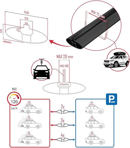 متوافق مع Honda CR-V 1997-2001 Fly Model Car Roof Rack Cross Bar أسود ألومنيوم 2 بار in Saudi Arabia