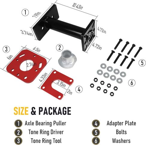 أداة إزالة محمل المحور الخلفي وأداة إزالة محمل العجلة المثبت متوافقة مع 1995-2020 Toyota Tacoma 4Runner Tundra Hilux T100 مع حلقة نغمة ABS باللون الأحمر والأسود in Kuwait