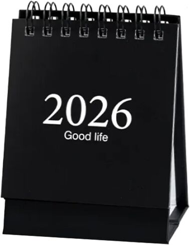 تقويم مكتب صغير، 2026 تقويم صغير محمول لسطح المكتب مع ملصق قابل للطي على تقويم مكتب قائم لتزيين سطح المكتب والمدرسة (أسود) in Kuwait