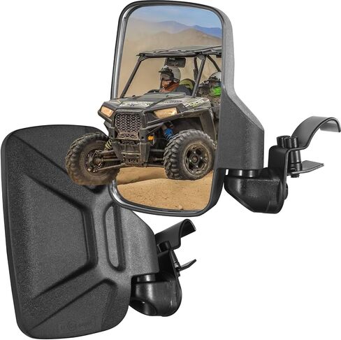 مرايا جانبية من Ranger، مشبك قفص مناسب، أسود، دعامات تثبيت شديدة التحمل، متوافقة مع Polaris Ranger 570/900/1000، Can-Am Defender، Polaris General (يناسب Select 2021+ Commander) in Kuwait