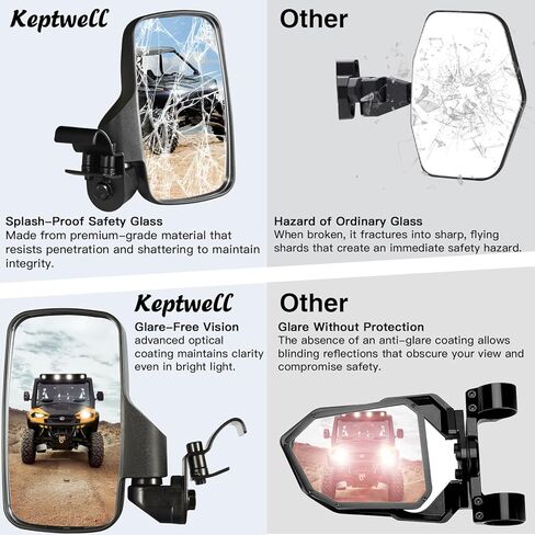 مرايا جانبية من Ranger، مشبك قفص مناسب، أسود، دعامات تثبيت شديدة التحمل، متوافقة مع Polaris Ranger 570/900/1000، Can-Am Defender، Polaris General (يناسب Select 2021+ Commander) in Kuwait