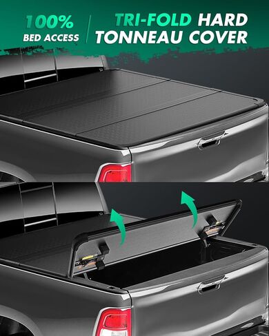 غطاء سرير الشاحنة الصلب ثلاثي الطي من SCITOO متوافق مع Toyota Tundra 2014-2021، Ford F-150 2004-2018 Fleetside 5'5"FT Bed Truck Bed Cover Kit 66" in Saudi Arabia