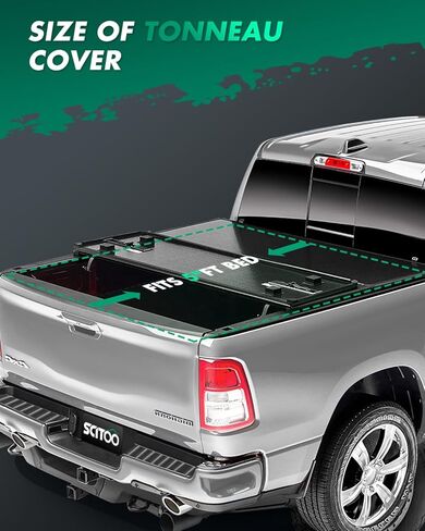 غطاء سرير الشاحنة الصلب ثلاثي الطي من SCITOO متوافق مع Toyota Tundra 2014-2021، Ford F-150 2004-2018 Fleetside 5'5"FT Bed Truck Bed Cover Kit 66" in Saudi Arabia