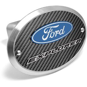 iPick Image Made for Ford Explorer 3D Logo on Carbon Fiber Look Oval Billet Aluminum 2" Tow Hitch Cover in Saudi Arabia