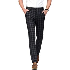Men's Slim Fit Business Casual Pants, Stretch Plaid Dress Pants for Office Work Comfortable in Saudi Arabia