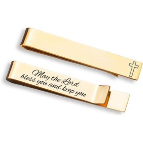 Love, Georgie Cross Tie Clip, First Communion Gift or Confirmation, Wedding Officiant, Religious Present Gift for Groom, Steel or Gold in Kuwait