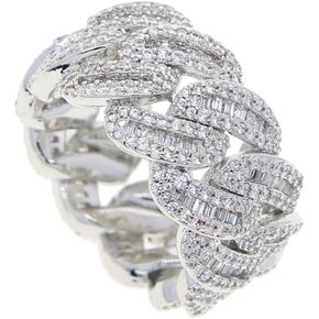 Solid Gold over S925 Sterling Silver Cuban Link Moissanite Ring, Chain-Inspired Masculine Design, Jewelry For Confident Men in Kuwait