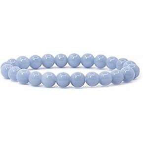 8 mm Genuine AAA Grade Knotted Blue Angelite Mala Beads Necklace, Blue Angelite Bracelet, Angels Stone, Spiritual & Psychic Growth, Enhanced Intuition (8 mm Angelite Bracelet) in Saudi Arabia