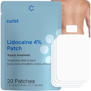 Curist Super Stick Lidocaine Patches Topical Pain Relief - Long Lasting Adhesive for Back Relief, Neck Relief, Sore Muscle Relief (40 Patches -2 Pack - 3x5" Lidocaine 4% Patches) in Saudi Arabia