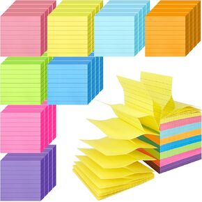 32 Pads Pop Up Sticky Notes, Accordion Sticky Notes 3x3 Refills Lined 8 Bright Color Post Stickies Bulk Sticky Note with Lines Colorful Popup Notes for Dispenser, Home, Office, School, Meeting, Work in Kuwait