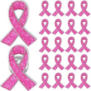 12/25/50/100/200 قطعة دبابيس للتوعية بسرطان الثدي، منتجات كبيرة للتوعية بسرطان الثدي، دبابيس شريطية وردية، إكسسوارات للنساء الناجيات من السرطان، هدية جمع التبرعات، وردي لامع in Kuwait