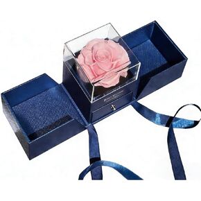 الوردة الوردية الحقيقية المحفوظة لهدايا عيد الأم - زهور الورد الأبدية إلى الأبد، هدايا عيد ميلاد للنساء الأم والزوجة والجدة والابنة والذكرى السنوية لعيد الميلاد وعيد الحب ديكور لها in Kuwait