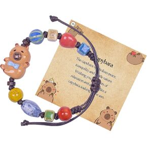 Capybara Gifts Capybara Bracelet Jewelry Bohemian Ceramic Adjustable Cord Bracelet Bestie Daughter Sister Gifts in Kuwait