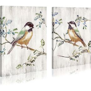 لوحة فنية على شكل طائر من القماش - طيور ملونة على فرع القصب، طباعة جدارية عتيقة، عمل فني تجريدي للطائر الطنان الريفي، صور طيور الدجاج مع رقائق ذهبية لغرفة المعيشة وغرفة النوم in Kuwait