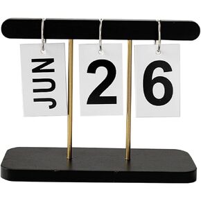 Wooden Perpetual Flip Calendar, Handcrafted Desk Calendar with Unique Hanging Design for Office Home Decor (Wood Color) in Kuwait