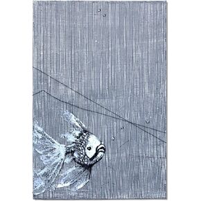 BrushEcho Hand-Painted Abstract Fish Oil Painting 24x36 Inch Vertical Textured Canvas Wall Art Ready to Hang Black White Minimalist Decor for Living Room Entryway Home Office in Saudi Arabia