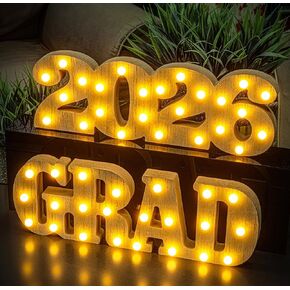 ديكورات حفلات التخرج 2024 - 2 حرف LED طويل سرادق مضيء "Grad" و"2024" - علامة ديكور التخرج من فئة 2024 لزينة طاولة الحائط في مرحلة ما قبل المدرسة والمدرسة الثانوية والكلية in Kuwait
