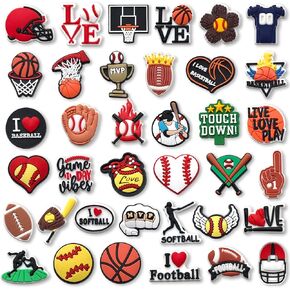 Sports Ball Black Girls Unicorn Camp Turck Butterfly Peace Love Shoe Charms, Cute Croc Charms Pack for Shoe Decoration in Kuwait