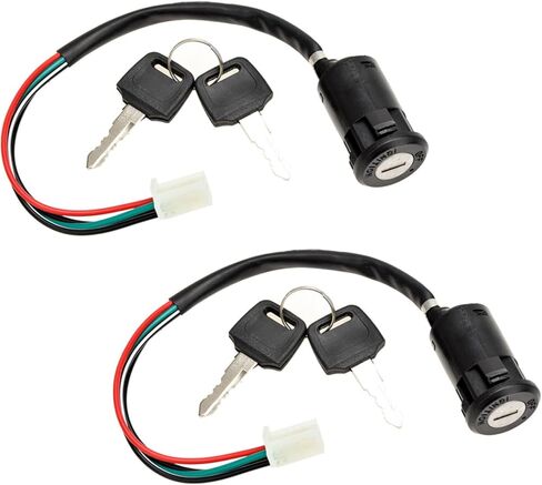 مفتاح إشعال مع مفتاح، مجموعة مفاتيح إشعال مكونة من 4 أسلاك لـ 50cc 70cc 90cc 110cc 125cc 150cc TaoTao Coolster Sunl Apollo Baja الصينية ATV Quad Dirt Bike و4 قطع غيار سكوتر (قطعتان) in Kuwait