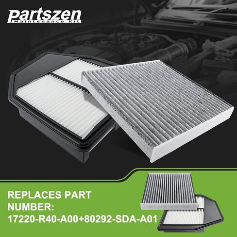 17220-R40-A00 80292- SDA-A01 فلتر هواء المحرك وفلتر هواء المقصورة مناسب لمحرك Honda Accord (2008-2012) Crosstour (2012-2015) L4 2.4L in Saudi Arabia