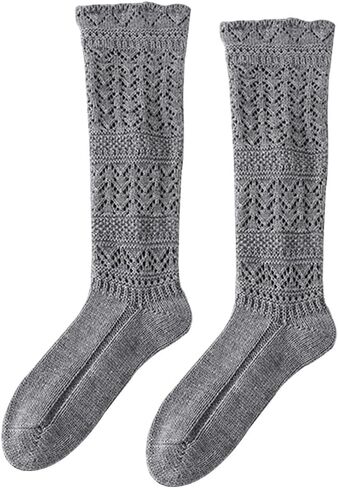 Women Crew Socks Hollow Out Knit Cotton Retro Slouch Socks in Saudi Arabia