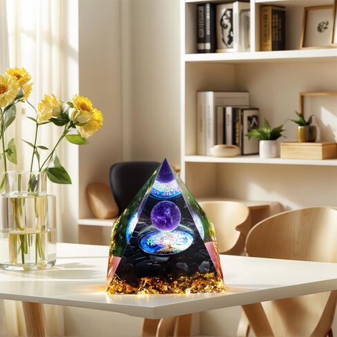 Handcrafted Dreamy Orgone Pyramid with Natural Obsidian Chips - Elegant Home & Office Decor, Unique Gift Idea in Saudi Arabia