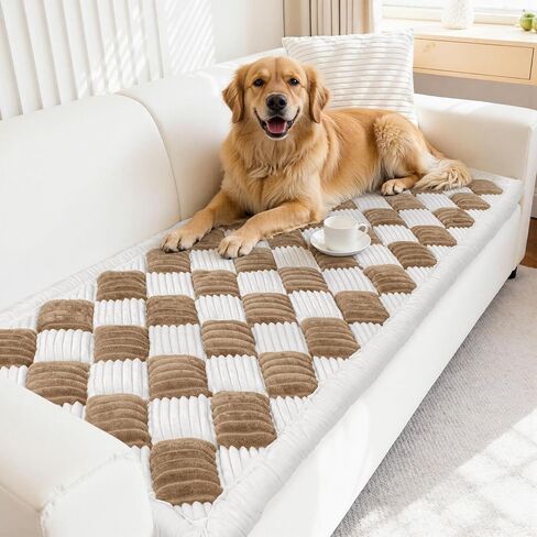 غطاء أريكة Vaukki للكلاب قابل للغسل، غطاء وسادة أريكة للكلاب غير قابل للانزلاق، غطاء أريكة للحيوانات الأليفة غامض لـ 3 وسائد صديقة للحيوانات الأليفة، حامي الأثاث بساط سرير للكلاب الكبيرة (27.6 بوصة × 70.9 بوصة، قهوة) in Kuwait