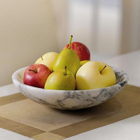 وعاء رخامي مزخرف كبير باللون الأبيض، مصنوع يدويًا من الحجر الأبيض والرمادي الطبيعي لديكور المنزل، وعاء كبير للإمساك بجميع المفاتيح مقاس 27.94 سم للمدخل، وعاء طاولة القهوة، وعاء فاكهة رخامي للقطعة المركزية in Kuwait