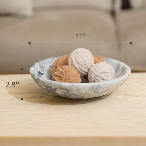 وعاء رخامي مزخرف كبير باللون الأبيض، مصنوع يدويًا من الحجر الأبيض والرمادي الطبيعي لديكور المنزل، وعاء كبير للإمساك بجميع المفاتيح مقاس 27.94 سم للمدخل، وعاء طاولة القهوة، وعاء فاكهة رخامي للقطعة المركزية in Kuwait