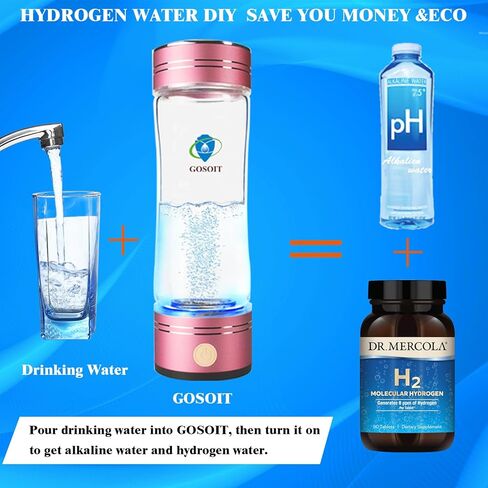 Hydrogen Alkaline Water Bottle Hydrogen Water Generator Ionizer Hydrogen Water Maker Machine with SPE and PEM Technology US Membrane Make Hydrogen Content up to 800-1200 PPB (Blue) in Saudi Arabia