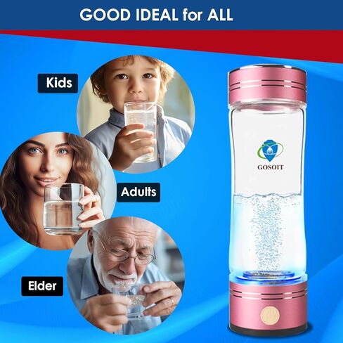 Hydrogen Alkaline Water Bottle Hydrogen Water Generator Ionizer Hydrogen Water Maker Machine with SPE and PEM Technology US Membrane Make Hydrogen Content up to 800-1200 PPB (Blue) in Saudi Arabia