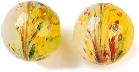20 قطعة من خرز Lampwork المصنوع يدويًا 12 مم مستدير مع زهرة بلونين خرز زجاجي ملون لقلادة وسوار وسلاسل المفاتيح والحرف اليدوية DIY مستلزمات صناعة المجوهرات ثقب 1.2-1.6 مم (0.04-0.06 بوصة) لون مزيج عشوائي in Saudi Arabia