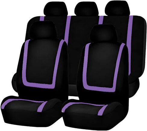 Car Seat Cover Full Set, Soft Breathable Vehicle Front and Rear Split Bench Seat Protector, Comfortable Auto Interior Chair Protection Cover, Universal for Truck SUV Sedan (Black/Green) in Saudi Arabia
