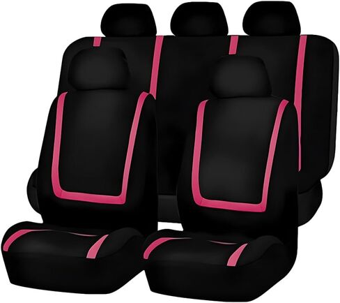 Car Seat Cover Full Set, Soft Breathable Vehicle Front and Rear Split Bench Seat Protector, Comfortable Auto Interior Chair Protection Cover, Universal for Truck SUV Sedan (Black/Green) in Saudi Arabia