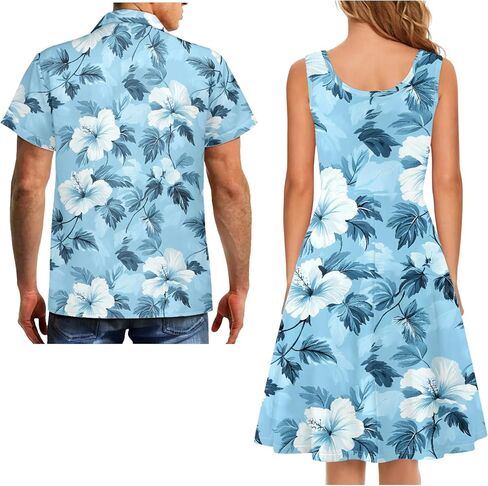 Matching Hawaiian Outfits for Couples - Women's Casual Dresses & Men's Hawaiian Shirt - His and Hers Summer Outfits in Kuwait