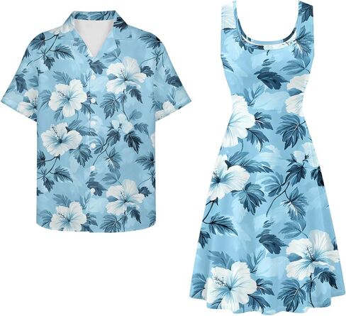 Matching Hawaiian Outfits for Couples - Women's Casual Dresses & Men's Hawaiian Shirt - His and Hers Summer Outfits in Kuwait