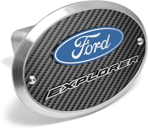 iPick Image Made for Ford Explorer 3D Logo on Carbon Fiber Look Oval Billet Aluminum 2" Tow Hitch Cover in Saudi Arabia