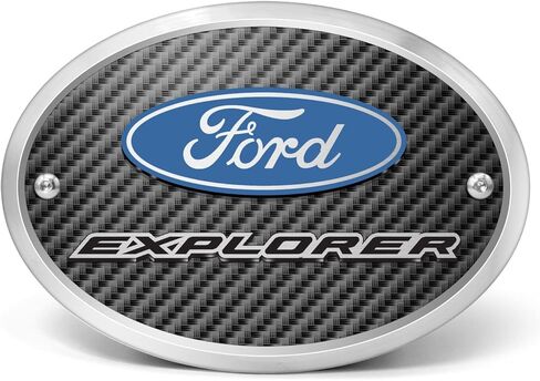 iPick Image Made for Ford Explorer 3D Logo on Carbon Fiber Look Oval Billet Aluminum 2" Tow Hitch Cover in Saudi Arabia