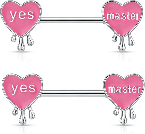 الحلمة ثقب المجوهرات 14G الوردي حلقات للحلمات من الفولاذ، الجراحية الصلب القلب الحلمة الحدائد ثقب الجسم طقم مجوهرات ملابس شقي للنساء in Kuwait