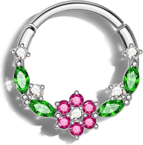 COCHARM Septum Ring 16G,Ruby Flower Septum Jewelry, Stainless Steel Helix Daith Earrings,8/10MM Daith Piercing Jewelry in Saudi Arabia