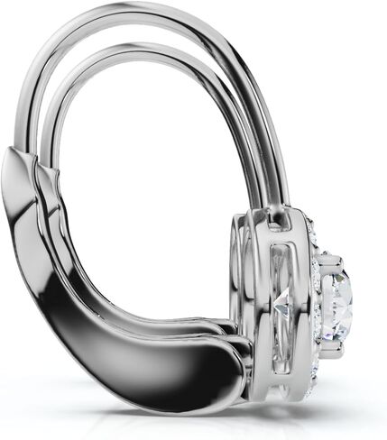 ذهب أبيض أو أصفر عيار 10 قيراط 1/2 قيراط T.W. جولة قطع الماس هالة الاقراط رافعة الظهر تتدلى الاقراط النسائية in Kuwait