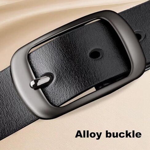 Men's 2-Pack PU Leather Belts - Black/Brown Classic Buckle Waist Accessories in Saudi Arabia
