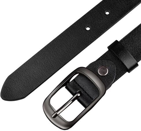 Men's 2-Pack PU Leather Belts - Black/Brown Classic Buckle Waist Accessories in Saudi Arabia