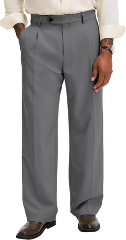 Comdecevis Men's Pleat-Front Dress Pants 30" 32" Relaxed Fit Wrinkle-Free Trousers for Men in Kuwait