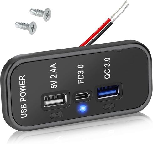 Linkstyle 3 منافذ USB 12V Outlet، PD3.0 Type C، QC 3.0 USB A & 2.4A USB محول مقبس شاحن سريع للسيارة البحرية in Saudi Arabia
