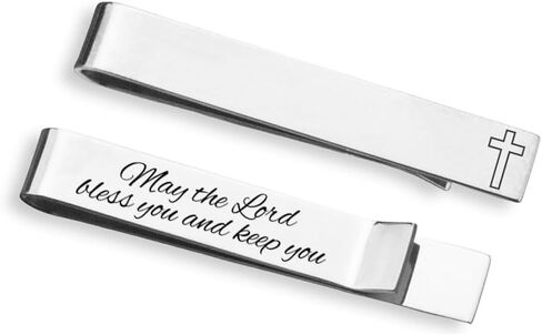 Love, Georgie Cross Tie Clip, First Communion Gift or Confirmation, Wedding Officiant, Religious Present Gift for Groom, Steel or Gold in Kuwait