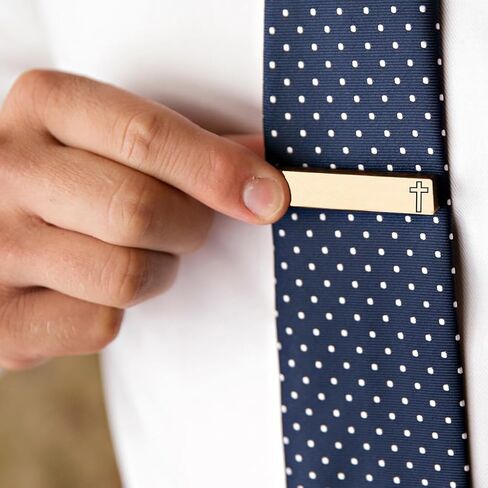 Love, Georgie Cross Tie Clip, First Communion Gift or Confirmation, Wedding Officiant, Religious Present Gift for Groom, Steel or Gold in Kuwait