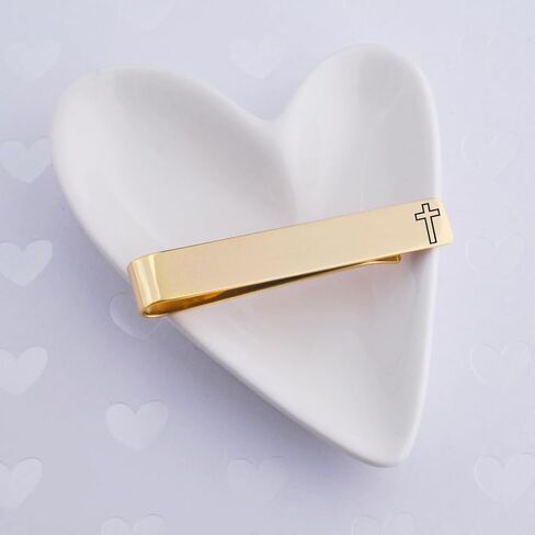 Love, Georgie Cross Tie Clip, First Communion Gift or Confirmation, Wedding Officiant, Religious Present Gift for Groom, Steel or Gold in Kuwait